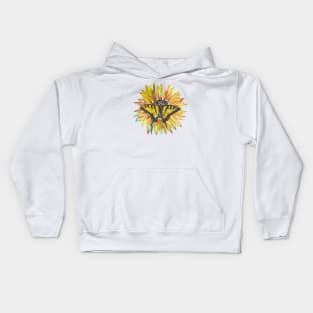 Watercolor sunflower and a butterfly Kids Hoodie